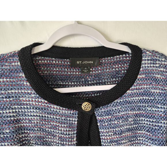 St. John Blue Purple Heathered Tweed Blazer Jacket US 12 - Picture 3 of 7